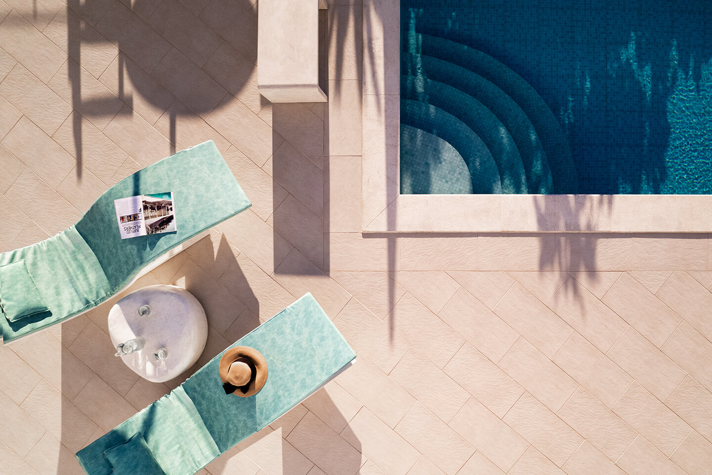 Sunbeds by the infinity pool - Assos View villas